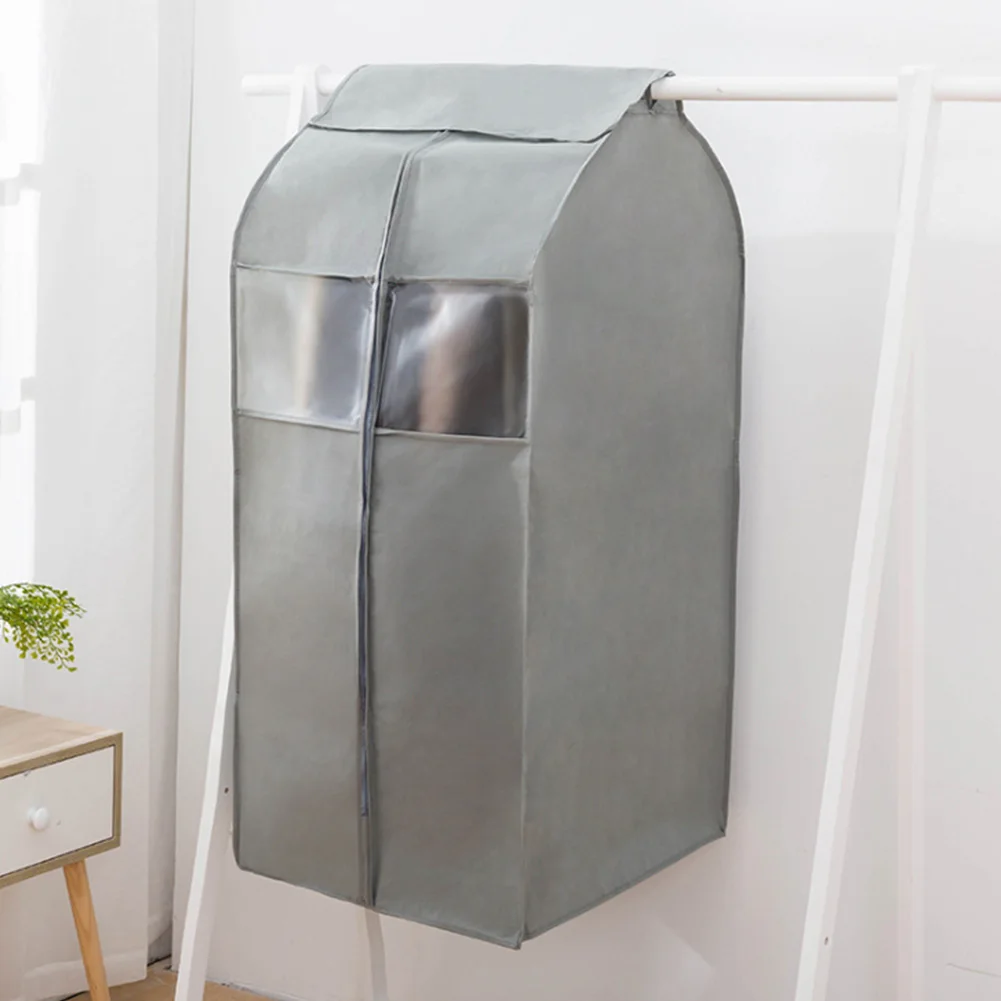 Пылезащитный чехол моющаяся сумка для хранения утолщение держатель 3D Защитная Одежда Органайзер для дома нетканый подвесной на молнии Простой Большой - Цвет: Grey