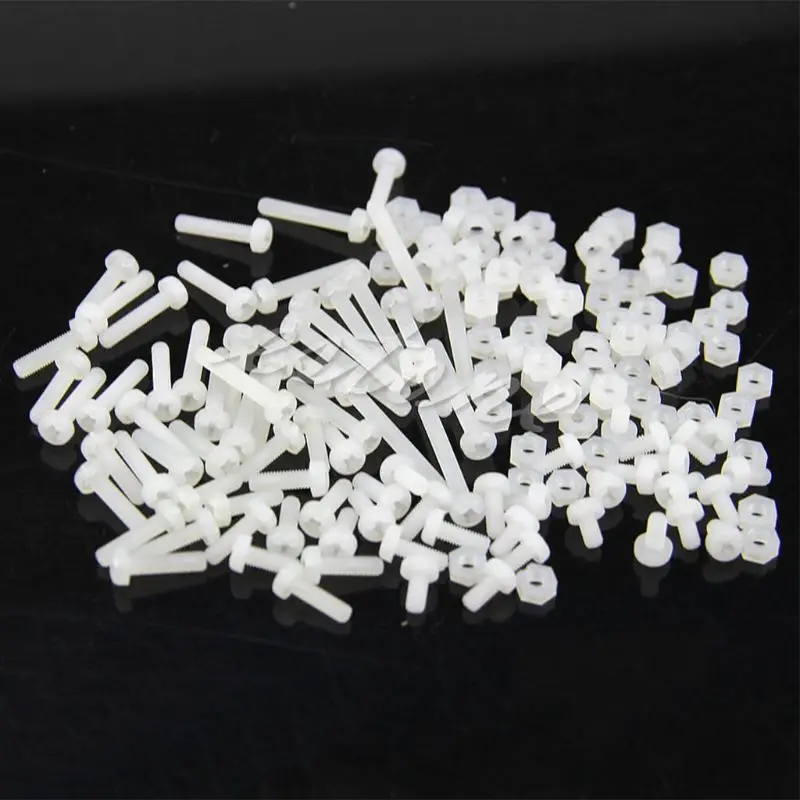 160Pcs Metric M3 8 Sizes Assortment Stand-off Nylon Screws Bolt & Nuts Kit White