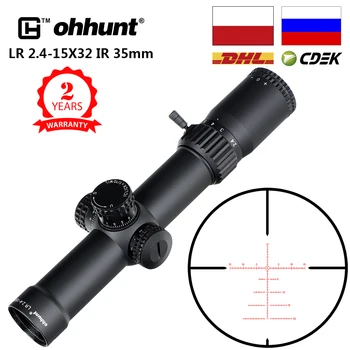 

ohhunt LR 2.4-15X32 IR 35mm Tube Compact Hunting Riflescopes Glass Etched Reticle Red Illuminated Sight Turrets Lock Reset Scope