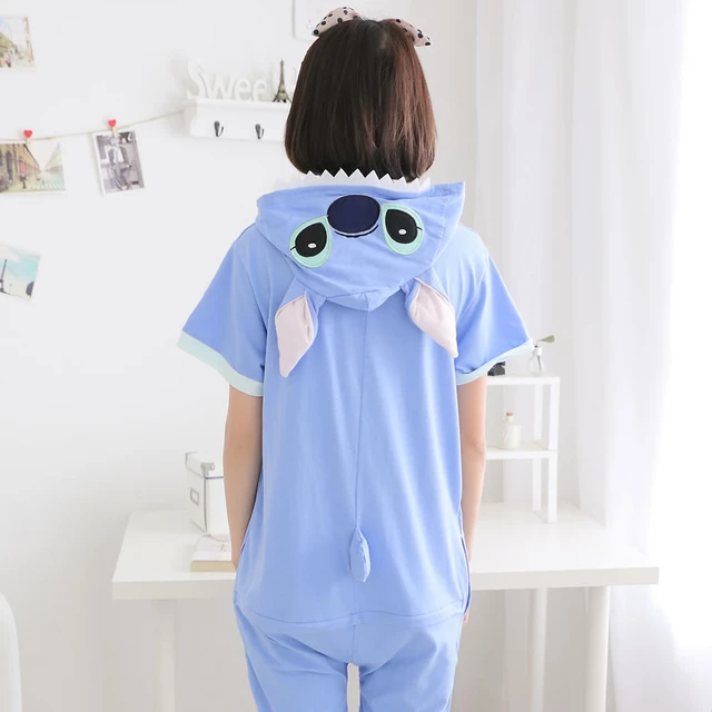 nadie grandioso apoyo Stitch Summer Onesie Pajamas Kigurumi Anime Animal Cosplay Costume Short  Sleeve Cotton Pijamas Women Sleepwear - Cosplay Costumes - AliExpress