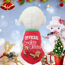Рождественский жилет для животных зимняя одежда с принтом в виде собак для жилетик для маленькой собаки любимчика Костюмы футболка со щенком костюмы для животных; одежда