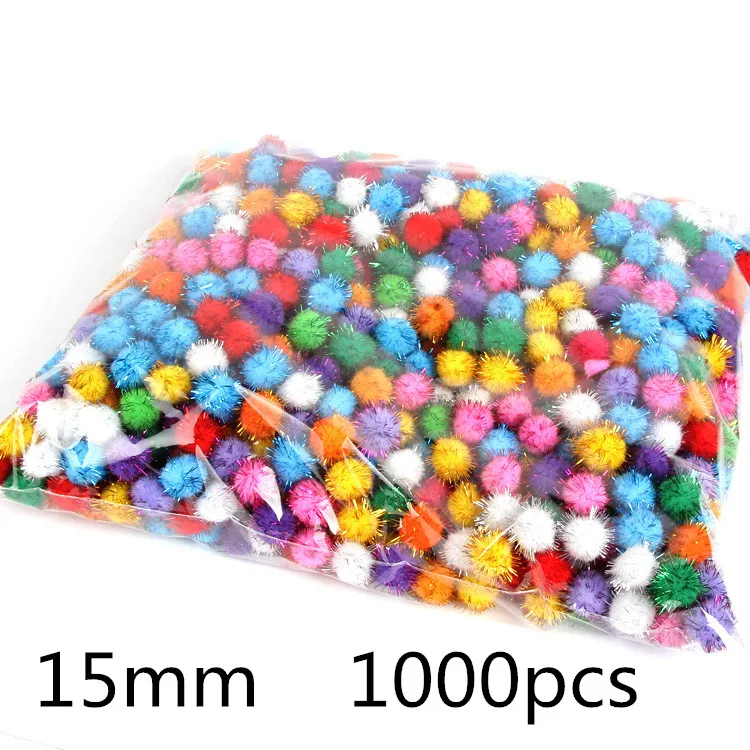 1.5cm 1000pcs 8/10/15/20/25/30/40 мм блеск помпон пушистый плюшевые ремесла Сделай Сам Pom Poms шар из меха рождественские украшения для детских игрушек мягкого плюша; аксессуары для куклы - Цвет: 1.5cm 1000pcs
