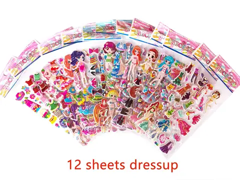 3D 20 Sheets/Lot  Puffy Bulk Stickers Cute Cartoon Animal Assorted Scrapbook Sticker for Girls Boys