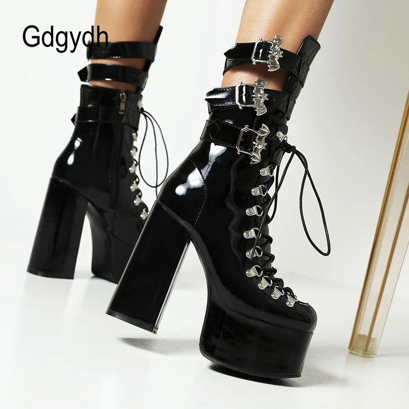 Platform Boots For Women Gothic Style Black Bat Wings