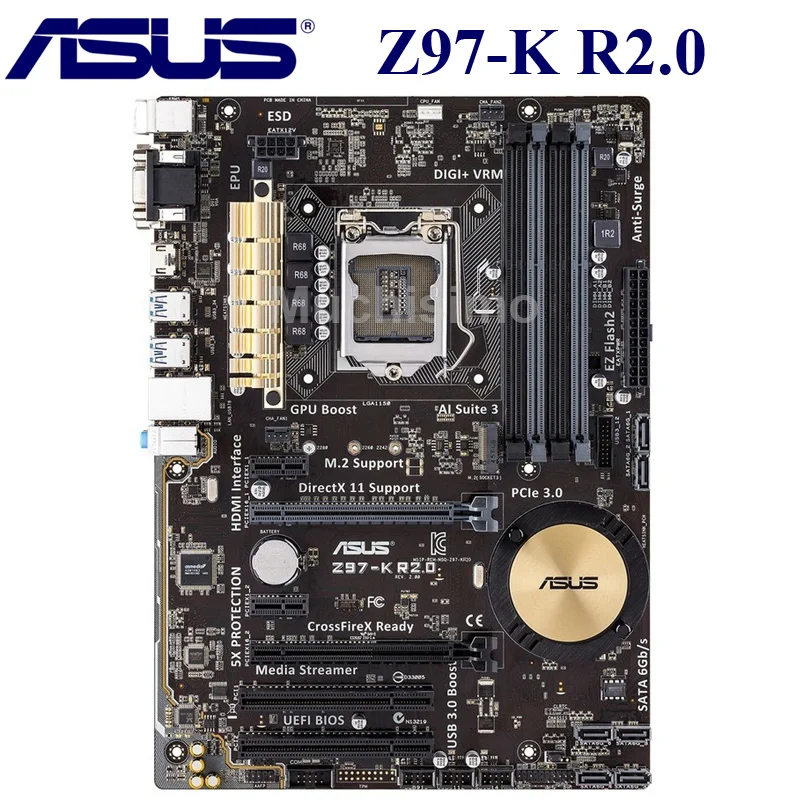 Skup ASUS Z97 K R2.0 oryginalne płyty głównej płyta główna płyty LGA 1150 DDR3 i7 i5 i3 procesor 32G SATA3 USB2.0 UBS3.0 Z97 używane płyta główna pulpitu