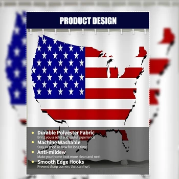 

Hot USA Flag /Territory Flag Pattern Shower Curtain Waterproof Polyester Fabric Anti-mildew Bathroom Curtains With 12 Fixed Hook