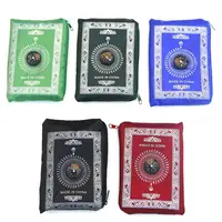 Portable Waterproof Muslim Prayer Mat Rug With Compass Vintage Pattern Islamic Eid Decoration Gift Pocket Sized Bag Zipper Style 1