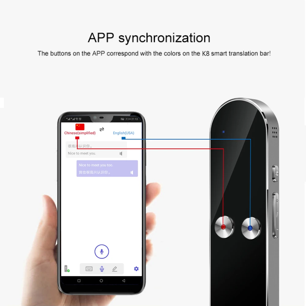 K8 портативный голосовой переводчик Bluetooth переводчик 68 язык в режиме реального времени голосовой переводчик для путешествия встречи