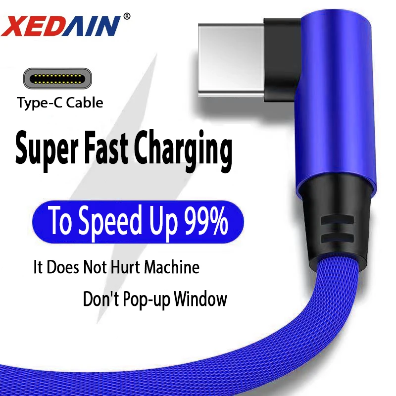 USB-кабель типа C с нейлоновым плетением для быстрой зарядки 90 градусов подходит