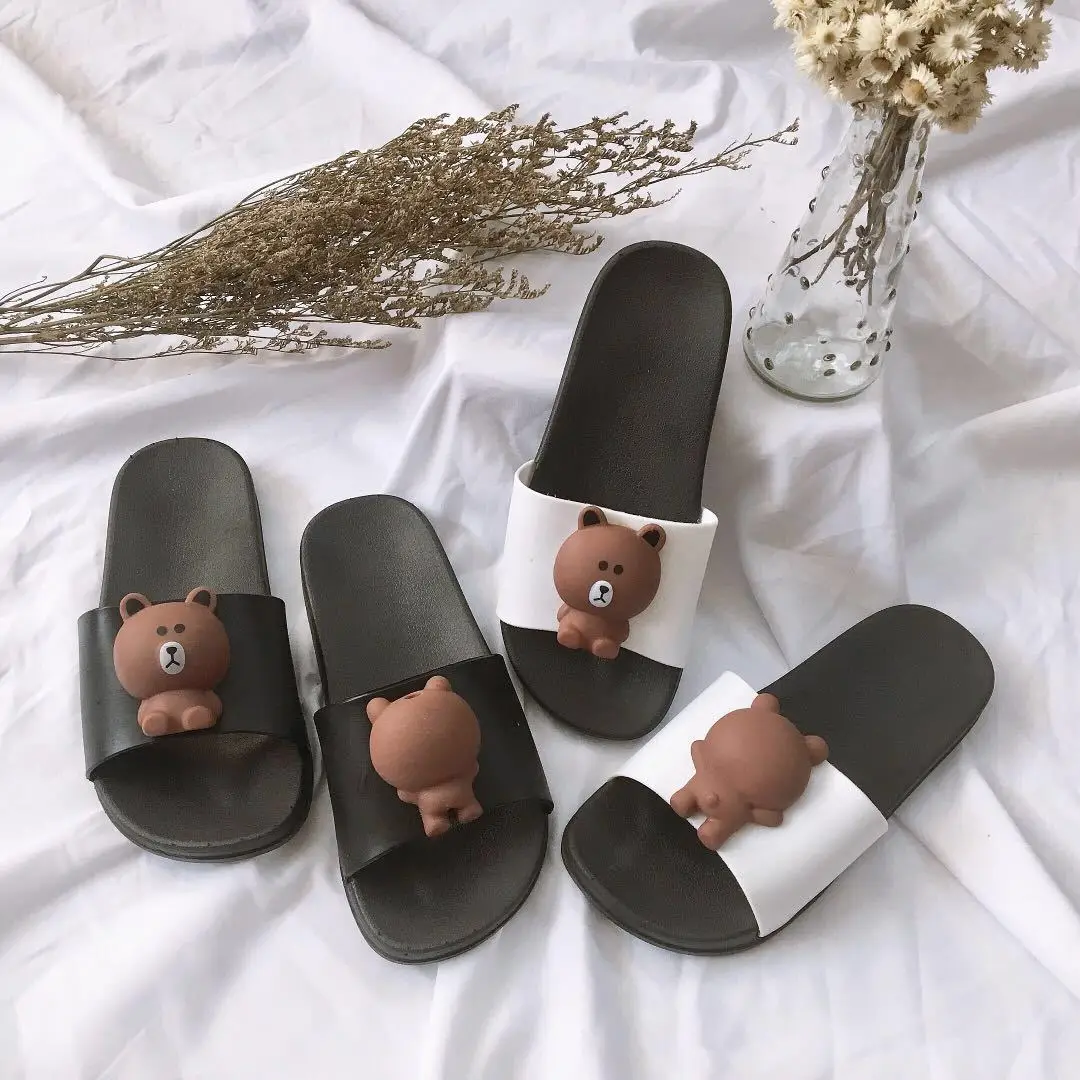 

Summer Slipper Women's Habitat Home Cute GIRL'S Sandals Korean-style Fashion Bear Anti-slip Indoor Plastic Beach Slippers