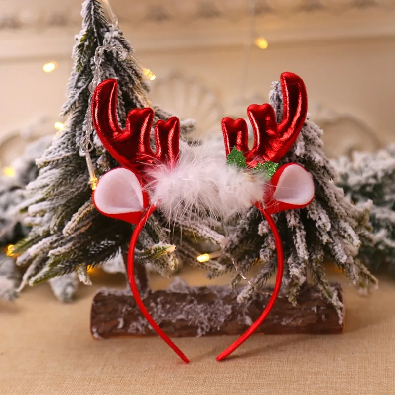 Christmas Headbands Christmas Decorations Fluffy Antlers Bells Headbands Head Ornaments Children's Party Dresses