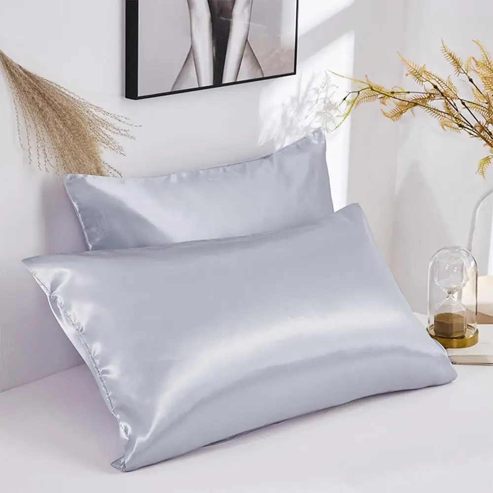 2pcs Satin Silk Soft Mulberry Plain Pillowcase Cover Solid Color Chair Seat Square Pillow Cover Home Plain Pillowcase