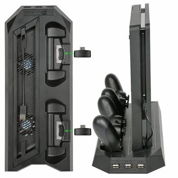 

PS4 Slim Game Console Holder Vertical Cooling Fan Stand Joystick Controller Charger Dock Station For Sony Playstation 4 Slim