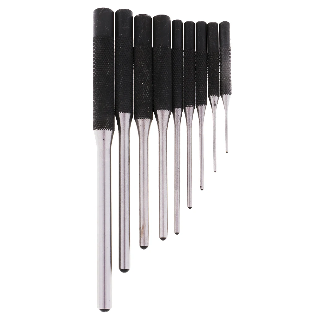 9Pcs/Bag Forged Steel Roll Pin Punch Set for Repairing Watch Bolt Tool Brand New Long Roll Mixed Size 1/16” to 5/16”