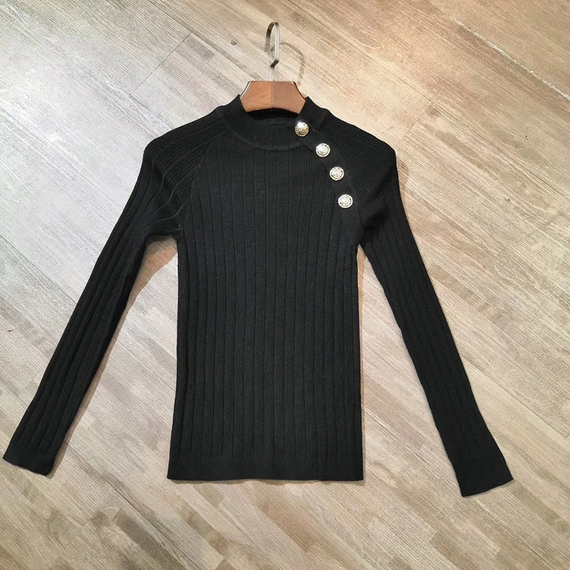 Тонкий вязаный свитер женский осенний пуловер однотонные Женские топы с длинными рукавами