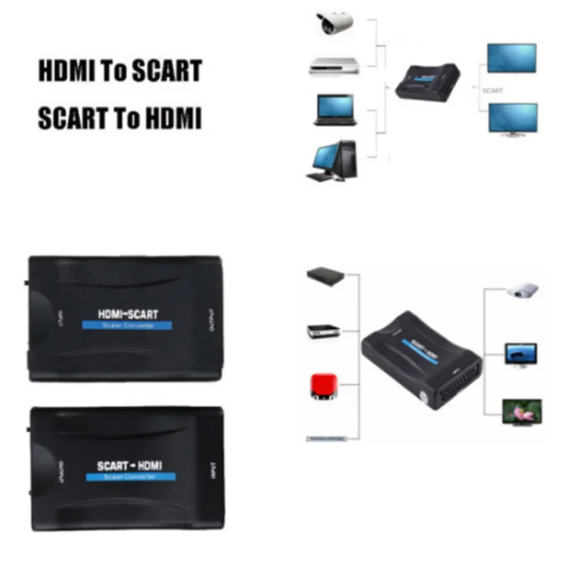 HDMI to Scart AV converter adapter in out supports up 1080P/60hz input(video+audio supported over scart) |