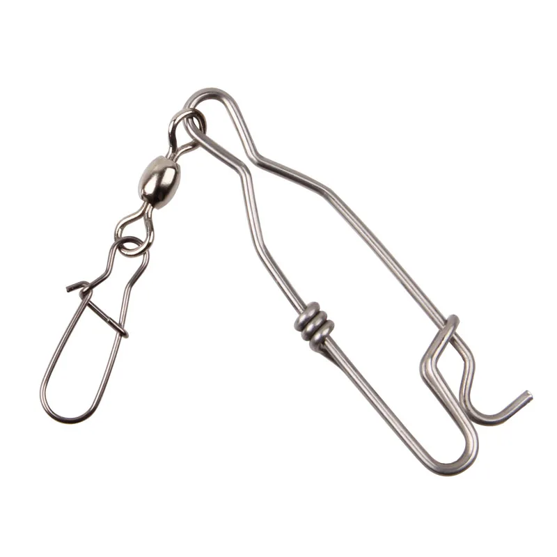 20pcs Strong Tuna Longline Fishing Swivels Stainless Steel Duo Lock Snap Clip With Brass Crane