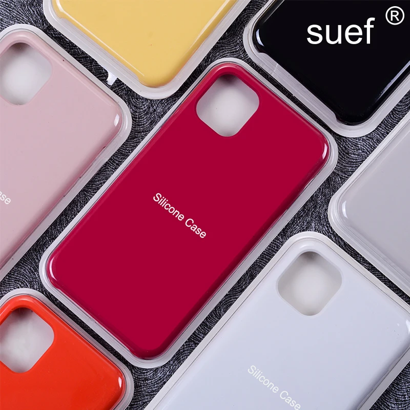 suef Official Original Liquid Silicone Phone Case For iPhone 11 Pro Max 7 8 6 6s Plus XR X XS Luxury Solid Color Back Cover | Мобильные