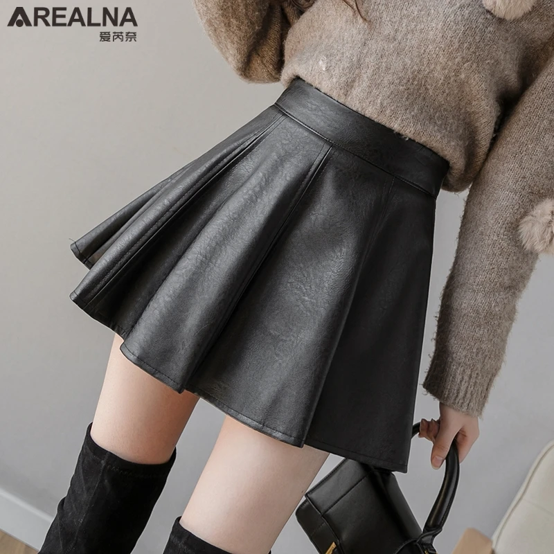 Gonna a pieghe Mini in pelle nera gonna a pieghe da Tennis a vita alta  coreana gonna da ballo Sexy da donna Chic gonna corta Mujer Faldas|Skirts|  - AliExpress