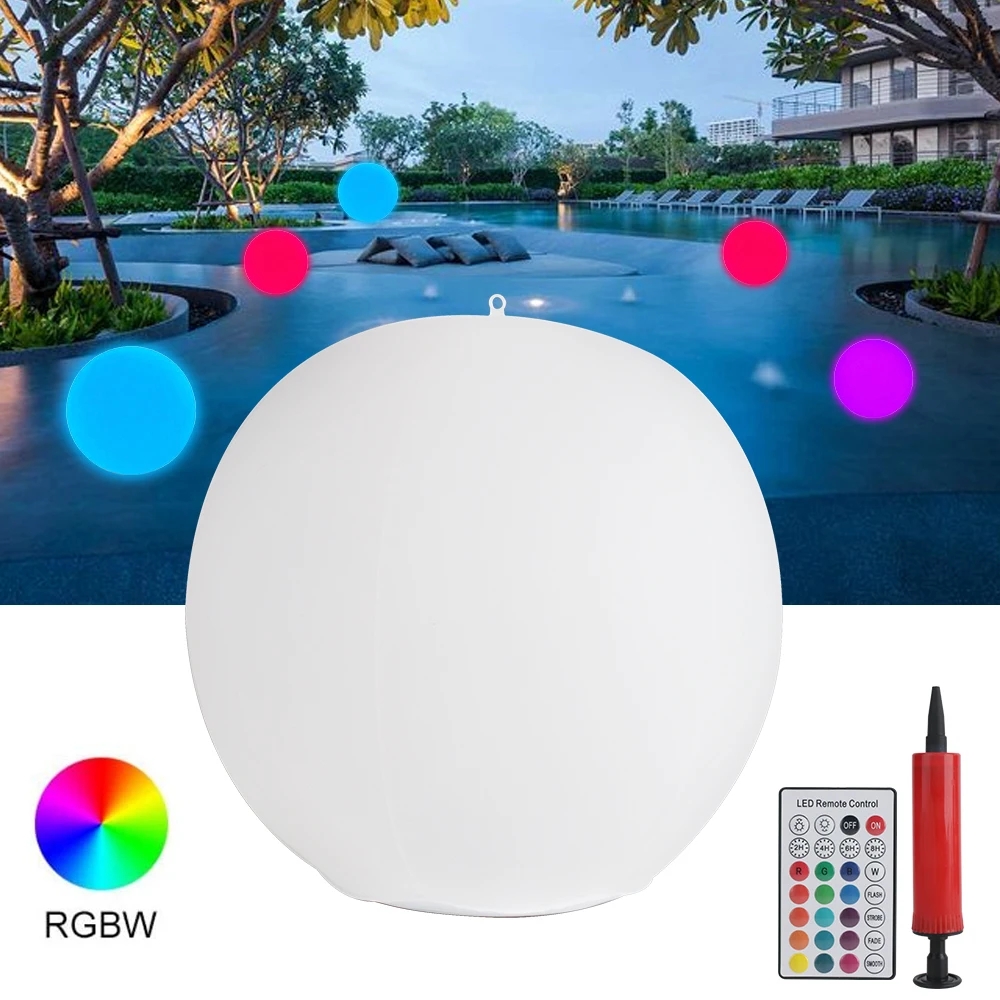 2pcs RGB LED Inflate Floating Solar Light Outdoor Powered Color Changing Underwater Ball Lights Swimming Pool Party Decor Remote