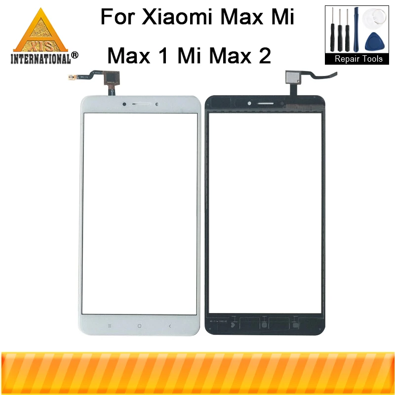 Axisinternational для Xiao mi max 1 mi max 2 стеклянная панель Внешний объектив Передний сенсорный экран белый/черный для mi max сенсорная панель