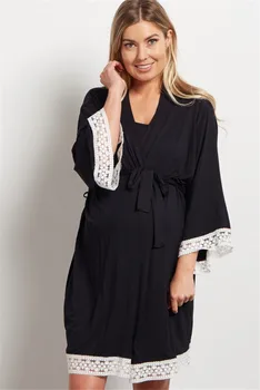

2019 Multi-color Maternity Pregnant Women Long Sleeve Nursing Robe Sleepwear Long Clothes
