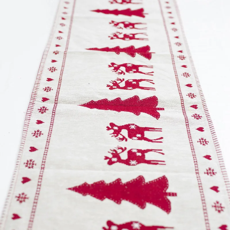 

Decorative Christmas Table Runner Embroidered Tablecloth Cloth Cover Ornament Kitchen Home Supplies Decorations