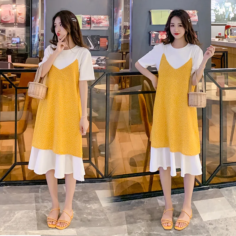 

2019 Summer New Style Korean-style Loose-Fit Slimming Large Size Fashion Polka Dot Two-Piece Women's Fashion