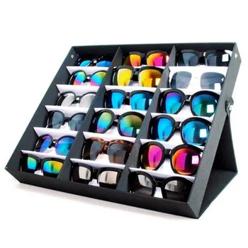 

18 Sunglasses Glasses Retail Shop Display Stand Storage Box Case Tray Black Sunglasses Eye wear Display Tray WF1021