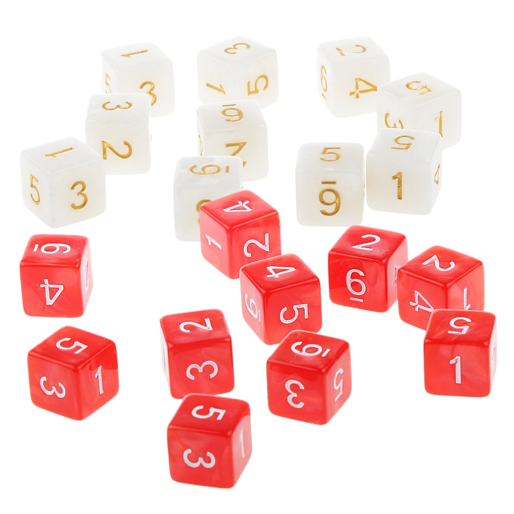 20Pcs 16mm Six Sided Dice D6 Square for Playing Dungeons D&D TRPG Game Toys