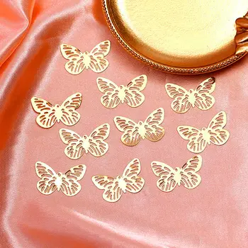 

JJFOUCS 10Pcs/set Gold Color Metal Korea Style Cute Hollow Butterfly Charm DIY Accessories for Making Earrings Necklace Jewelry