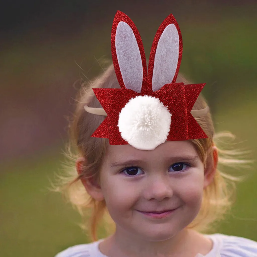 Baby plush rabbit ear hair ring hair accessory Baby Toddler Girls Kids Bow Knot Turban Headband Hair Band Child 