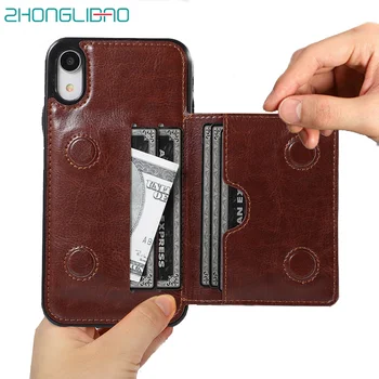 

Wallet Case for Iphone 11 pro Xs Max Xr 7 8 6 6s X Plus 5 5s Se Credit Card Holder Luxury Leather Kickstand Shockproof Cover new