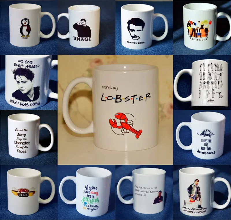 

TV Series Friends Central Perk Mug ross joey chandler Phoebe white mug Cup Halloween Cosplay Office Coffee Mug Christmas Gift