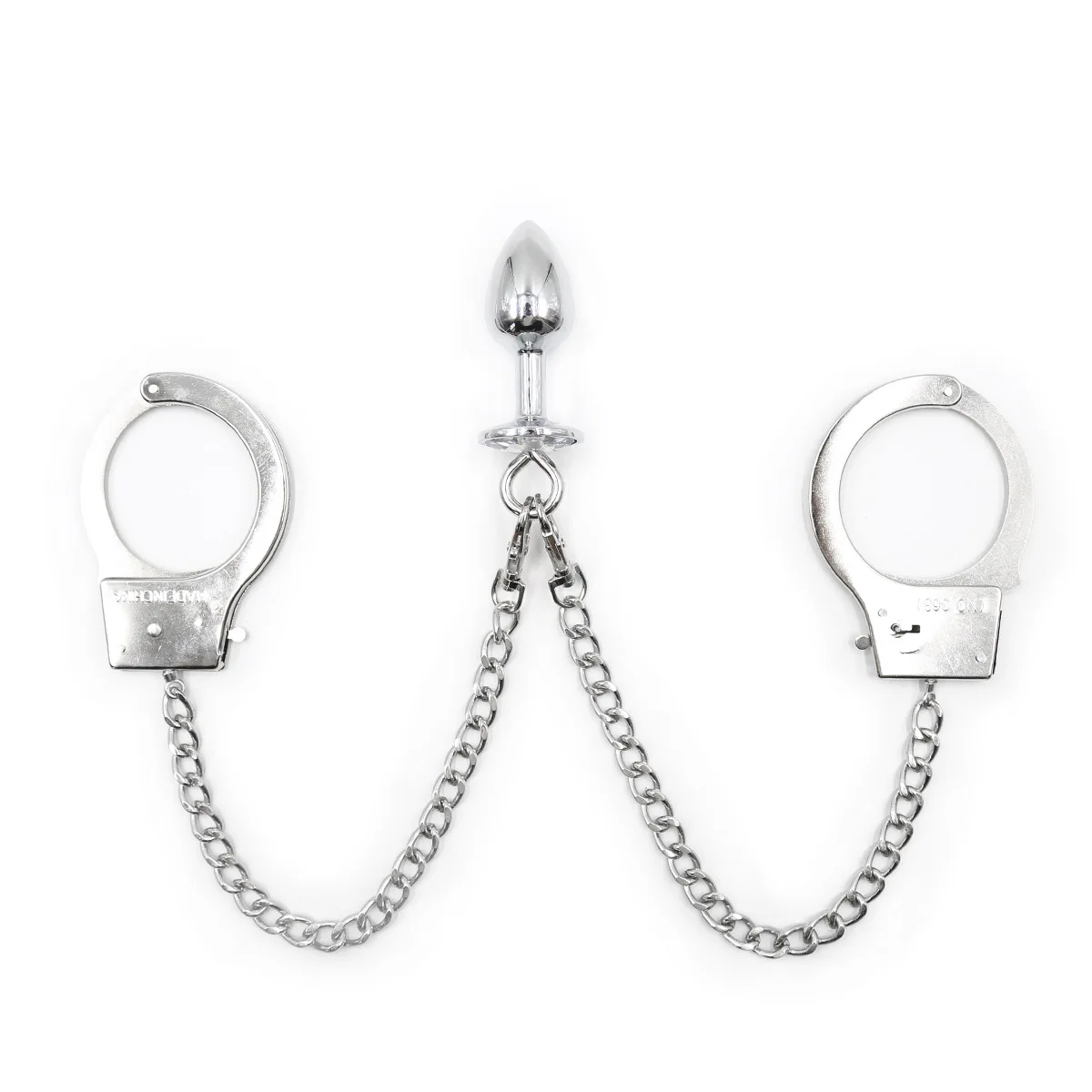 

New Style Bondage Tune Iron Chain Metal Handcuffs with Metal Small Butt Plug Toy Adult Products Manufacturers Direct Selling