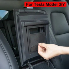 Caja de almacenamiento oculta para consola central Tesla modelo 3 Y, organizador de reposabrazos automático, accesorios para coche, 2021