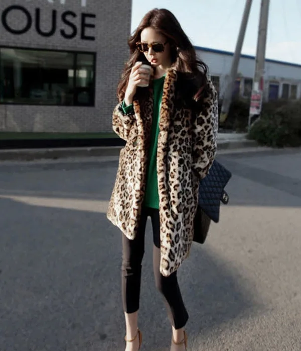 Leopard Lugentolo пальто из искусственного меха, женское модное пальто из искусственного меха, длинное пальто, сексуальное леопардовое пальто из искусственного меха - Цвет: Leopard