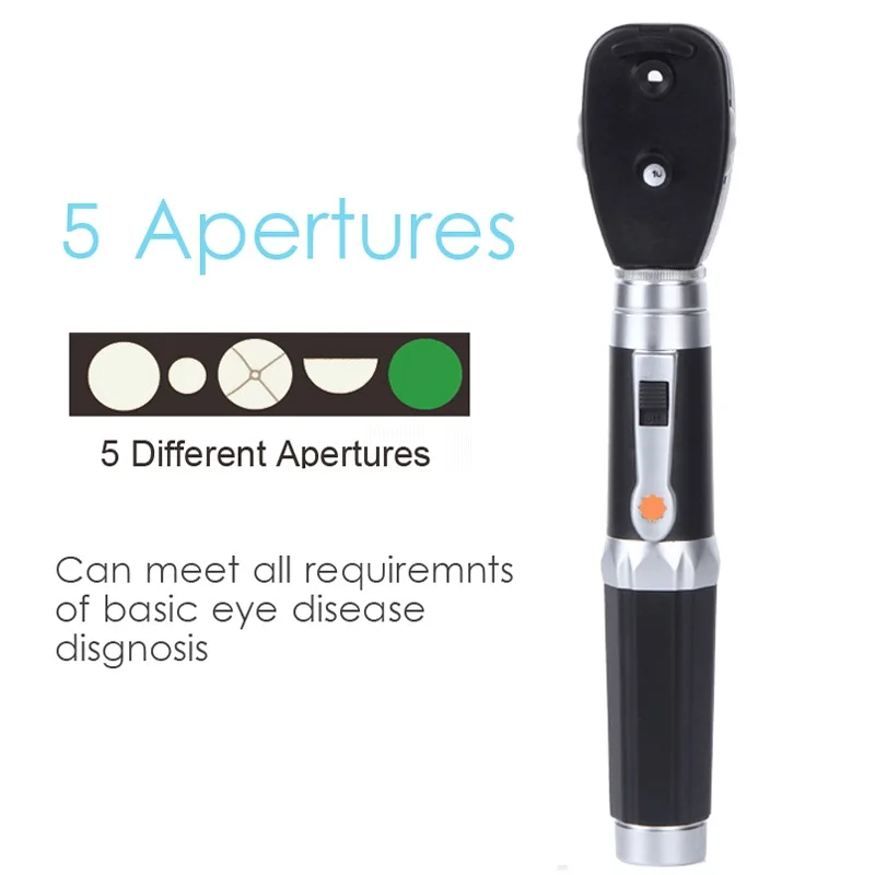 Classic LED Professional Medical Oftalmoscopio 5 Different Apertures Eye LED Diagnostic Straight Portable Direct Ophthalmoscope