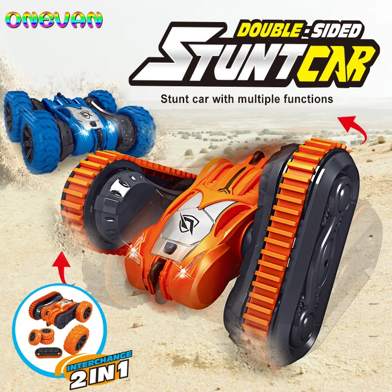 

2in1 Double-Sided Remote Control Car Cross-Border Track High-Speed Tanks 360 Roll Remote High-Speed Stunt Car Kids Electric Toy