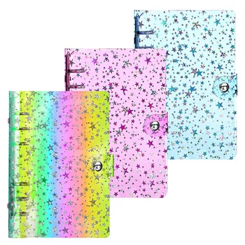 3 pezzi A6 copertina per Notebook in PVC a 6 anelli con raccoglitore a 6 anelli con chiusura a bottone cartella a fogli mobili per cancelleria per ufficio