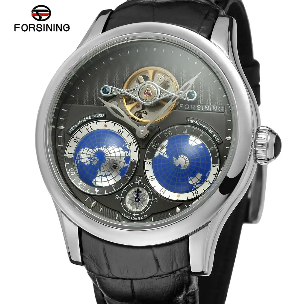 Forsining Earth Real Tourbillion многомерные Дизайнерские мужские часы Топ бренд Роскошные модные повседневные автоматические часы