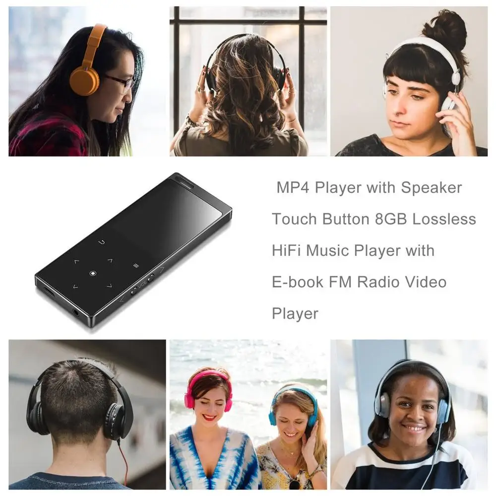 Беспроводной Bluetooth Mp4 плеер с динамиком сенсорная кнопка без потерь Hifi музыкальный плеер с электронной книгой fm-радио видео плеер
