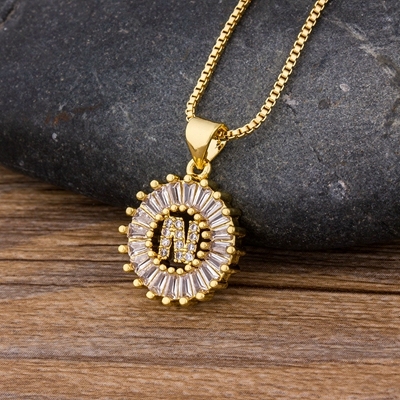 Sale Women Girls Initial Letter Necklace 26 Letters Charm Gold Name Necklace Pendant Top Quality Copper Zircon Jewelry Gift