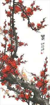 

Chinese Feng Shui Silk Hanging Painting,Home/Office Decoration Calligraphy Artwork Wall Scroll - Chinese Plum