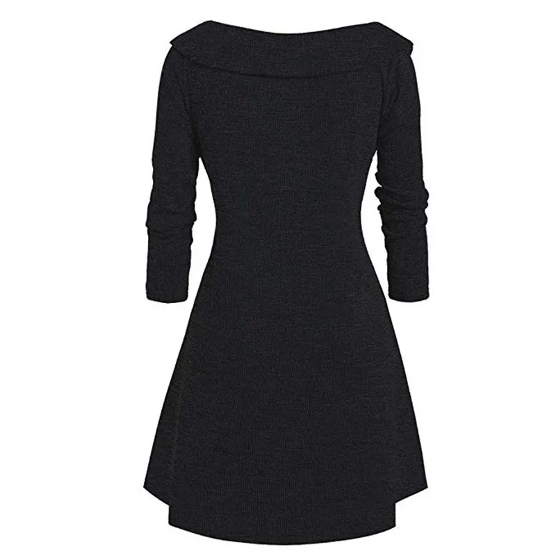 Spring Autumn Knitted A-line Dress Women Long Sleeve Mini Swing Dress Stetch Sexy V-neck Casual Dresses Vestidos Plus Size 5XL