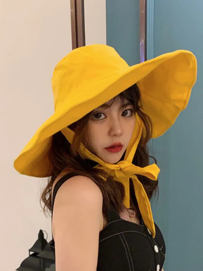 

Female wide-brimmed hat with sunscreen and windproof edge, fisherman's hat with thin brim in summer