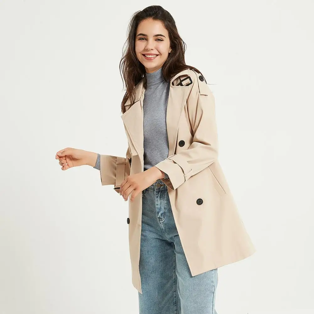 Wixra Fall Trench Jackets Double breasted All Match Khaki Long Coat Chic Female Sashes Windbreaker Outerwear
