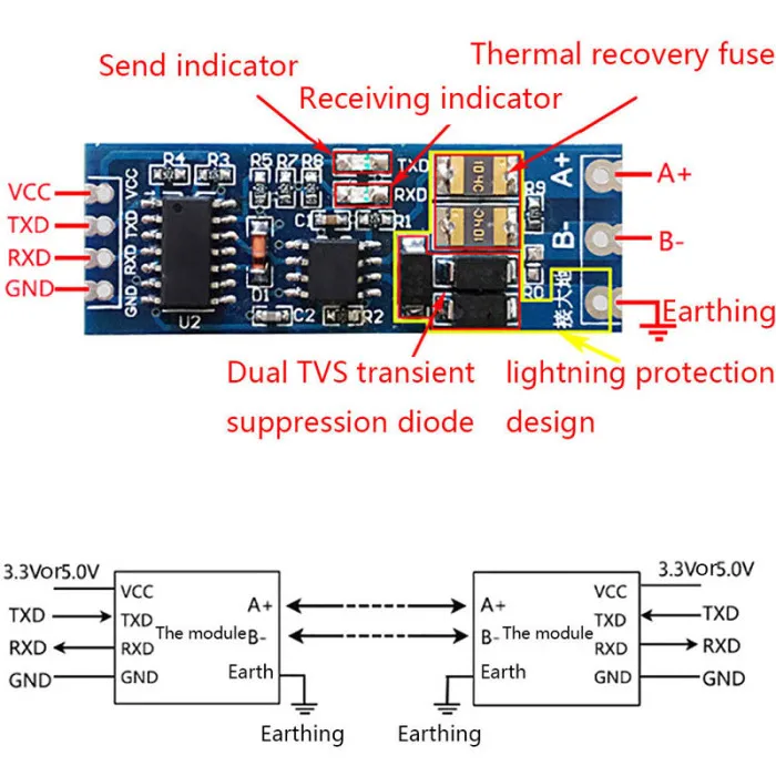 Ttl к RS485 Модуль UART порт конвертер Модуль Hi Dropship