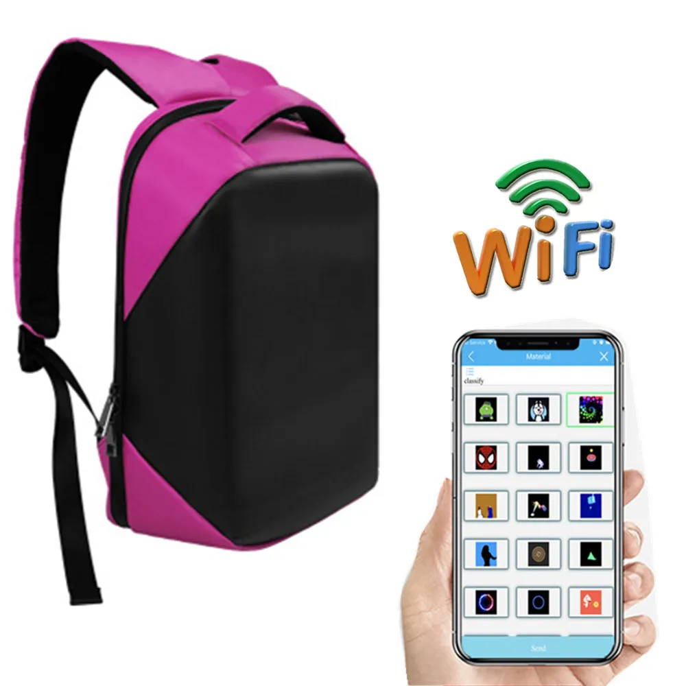 WIFI Smart LED Backpack with LED Screen Display for Outdoor Walking