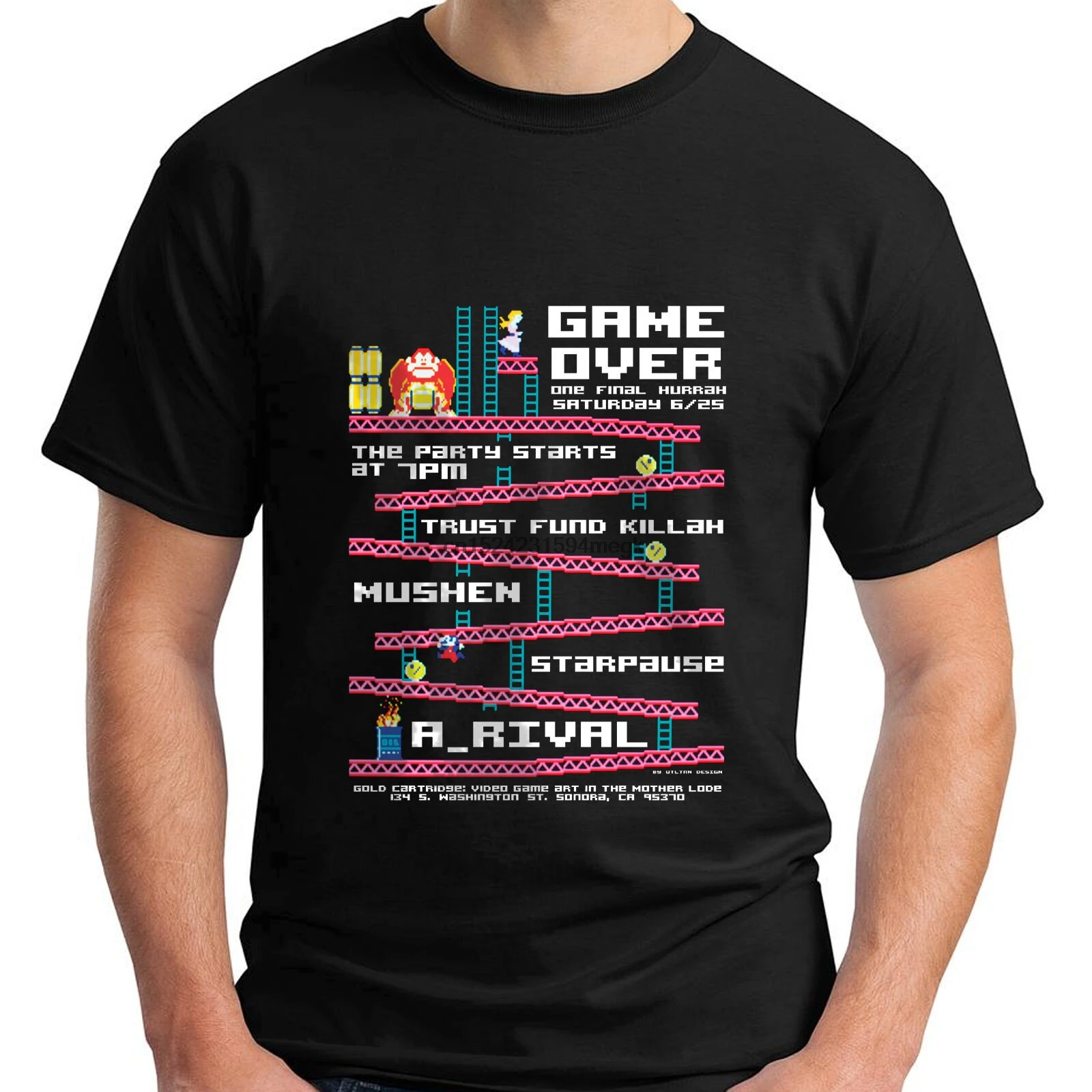 Время новых приключений Donkey Kong аркадная игра 80s ретро черная футболка Размер S-5XL |